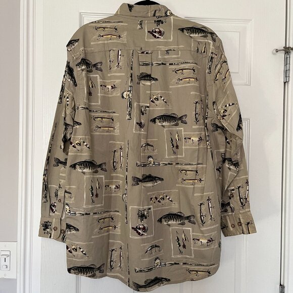 Woods & Water Outfitters Fishing Themed Button Up Long Sleeve Shirt NEW M - Picture 2 of 8